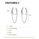925 Silver Hanging Chain Hoop Earrings for Women