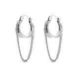 925 Silver Hanging Chain Hoop Earrings for Women