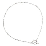 Real S925 Sterling Silver Circle Bar Necklace Chain Choker for Women
