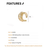 S925 Silver Zircon Earrings No Ear Hole Wide Earcuff Catilage Jewelry