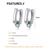 F.I.N.S S925 Sterling Silver Green Enamel Chain Hoop Earrings