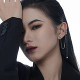 F.I.N.S S925 Silver Tassel Heart Earrings Geometric Hollow Ear Cuffs