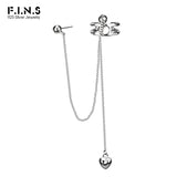 F.I.N.S S925 Silver Tassel Heart Earrings Geometric Hollow Ear Cuffs
