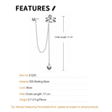 F.I.N.S S925 Silver Tassel Heart Earrings Geometric Hollow Ear Cuffs