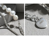 Baroque Pearl Bracelet Double Box Chain Sterling Silver Wedding Jewelry