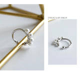 S925 Circle Pearl Clip Earrings Ear Cuff Women 1pc
