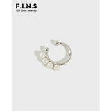 S925 Circle Pearl Clip Earrings Ear Cuff Women 1pc
