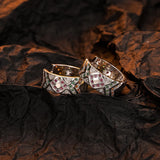 S925 Silver Zircon Hoop Earrings Geometric Lattice Design