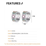 S925 Silver Zircon Hoop Earrings Geometric Lattice Design