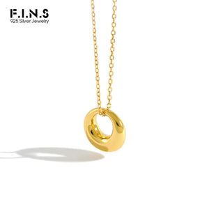 F.I.N.S S925 Sterling Silver Small Circle Necklace for Women