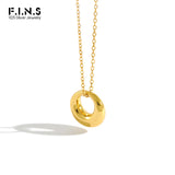 F.I.N.S S925 Sterling Silver Small Circle Necklace for Women