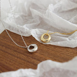 F.I.N.S S925 Sterling Silver Small Circle Necklace for Women