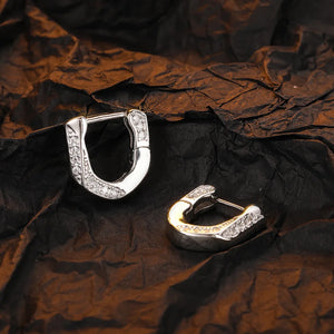 F.I.N.S S925 Sterling Silver U-Shaped Earrings Zircon Inlaid