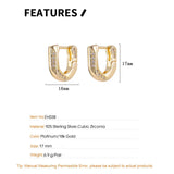 F.I.N.S S925 Sterling Silver U-Shaped Earrings Zircon Inlaid