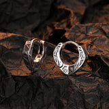 S925 Sterling Silver Geometric Relief Hoop Earrings Retro Style Heart Ear Buckle