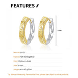 S925 Silver Half Twist Hoop Earrings Relief Design Circle Piercing