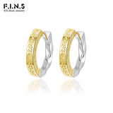 S925 Silver Half Twist Hoop Earrings Relief Design Circle Piercing