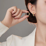 S925 Silver Half Twist Hoop Earrings Relief Design Circle Piercing