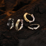 S925 Silver Half Twist Hoop Earrings Relief Design Circle Piercing