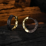 S925 Silver Half Twist Hoop Earrings Relief Design Circle Piercing