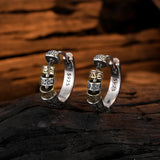 F.I.N.S S925 Silver Relief Beads Hoop Earrings Retro Round Ear Buckle