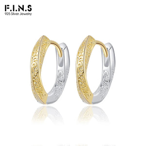 F.I.N.S S925 Twist Relief Hoop Earrings Sterling Silver Round Circle Piercing