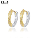 F.I.N.S S925 Twist Relief Hoop Earrings Sterling Silver Round Circle Piercing