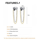 Uneven Clip Earrings without Ear Holes Zircon Long Chain Hanging Ear Catilage