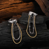 Uneven Clip Earrings without Ear Holes Zircon Long Chain Hanging Ear Catilage