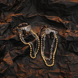 Uneven Clip Earrings without Ear Holes Zircon Long Chain Hanging Ear Catilage