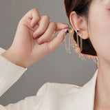 Uneven Clip Earrings without Ear Holes Zircon Long Chain Hanging Ear Catilage