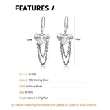 S925 Silver Hollow Broken Heart Layered Chain Tassel Earrings