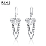 S925 Silver Hollow Broken Heart Layered Chain Tassel Earrings