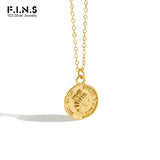 Geometric Coin Pendant Two-tone Clavicle Chain Necklace