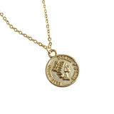 Geometric Coin Pendant Two-tone Clavicle Chain Necklace