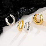 F.I.N.S S925 Sterling Silver Hoop Earrings Women Geometric Circle Ear Buckle
