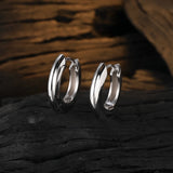 F.I.N.S S925 Sterling Silver Hoop Earrings Women Geometric Circle Ear Buckle