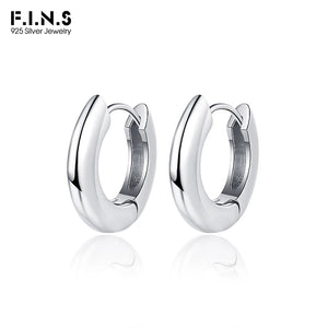 F.I.N.S S925 Sterling Silver Hoop Earrings Women Geometric Circle Ear Buckle