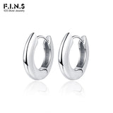 F.I.N.S S925 Sterling Silver Hoop Earrings Women Geometric Circle Ear Buckle