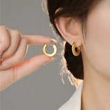 F.I.N.S S925 Sterling Silver Hoop Earrings Women Geometric Circle Ear Buckle