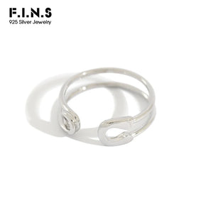 F.I.N.S Double Layered Silver 925 Ring Pin Shaped Sterling Silver Rings