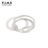 F.I.N.S Double Layered Silver 925 Ring Pin Shaped Sterling Silver Rings