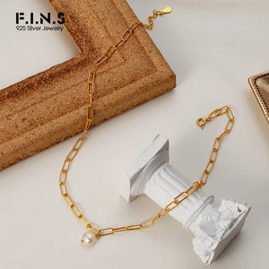 F.I.N.S Freshwater S925 Silver Necklace Female Clavicle Chain