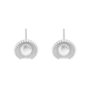 Shell-Shaped Bread Pearl S925 Silver Earrings Piercing Geometric Ear Studs