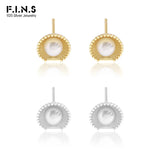 Shell-Shaped Bread Pearl S925 Silver Earrings Piercing Geometric Ear Studs