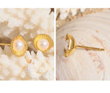 Shell-Shaped Bread Pearl S925 Silver Earrings Piercing Geometric Ear Studs