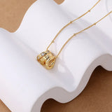 925 Silver Zircon Triple Circular Pendant Necklace Transfer Hoops