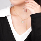 925 Silver Shell Zircon Flower Necklace Tassel Chain