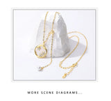 925 Silver Shell Zircon Flower Necklace Tassel Chain