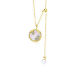 925 Silver Shell Zircon Flower Necklace Tassel Chain